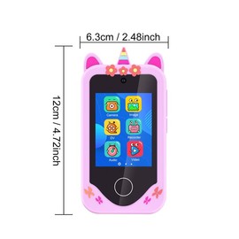 2.8 Inch Touch Screen Learning Digital Play Toy Phone, 1 Count Smart Phone with Dual Camera, 8 Puzzle Games, Music Player, ABC Learning, Gifts for Boys Girls - Color: Purple, Specification: Touc screen camera + 32GB