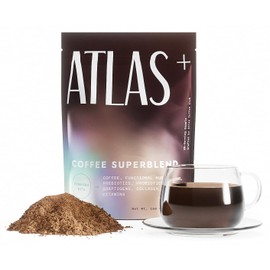 Atlas+ Coffee Superblend– Premium Mushroom Coffee with Collagen, Probiotics, D3 & B12, Lion’s Mane, Reishi, Cordyceps– for Energy, Focus, Immunity & Gut Health– 28 Servings (1 Bag)