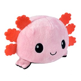 TeeTurtle | El Peluche de ajolote Reversible Original | Diseño Patentado | Juguete sensorial para aliviar el estrés | Rosa + Negro | Feliz + Enojado