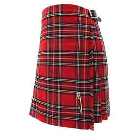 Traditional Girls Kilt with Kilt Pin - Made in Scotland – Comfortable Tartan Material - Adjustable Belt - Scottish Tartan Check Pleated Kilt (UK, Age, 13 Years, 14 Years, Regular, Royal Stewart)