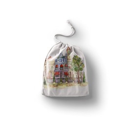 Bonamaison Printed Cotton Bags with Drawstring, Shopping Bag, Bag, Fabric Bag, Vegetable Bag, Reusable, Environmentally Friendly, Multipurpose, Foldable, Size: 20 x 30 cm