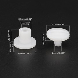 PATIKIL 6mm Chicago Screws, 20 Sets Plastic Chicago Screws Slotted Head Binding Post 5.5mm OD Screw Bolts Leather Rivets Fasteners Connectors White for Leather Belt Scrapbook Photo Albums