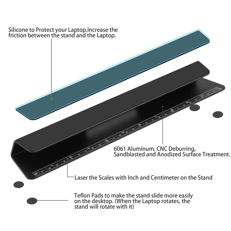 Psitek Laptop Cooling Stand Aluminium- Improved Cooling, Ergonomics, Stability, and