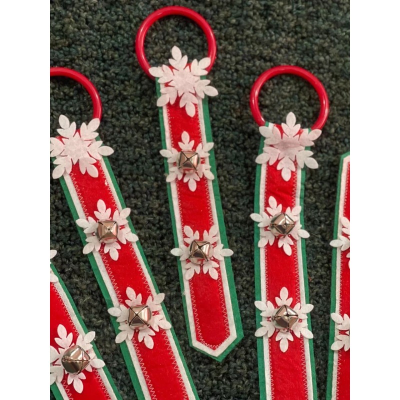 Christmas Decor Bell Doorknob Hanger Snowflake Red Green White 2