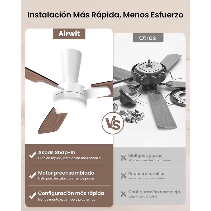 Airwit Ventilador de Techo 41", Reversible, 5 Aspas