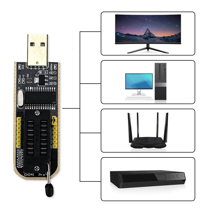 Podazz CH341A 24/25 Series EEPROM Flash BIOS USB Programmer with