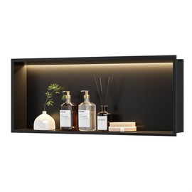 Neodrain Shower Niche, 30"X12" Matte Black Wall Niche, Stainless Steel Wall Niche with Non-dimmable Led Light, NO Tile Needed Recessed Niche for Bathroom Over Mount Installation