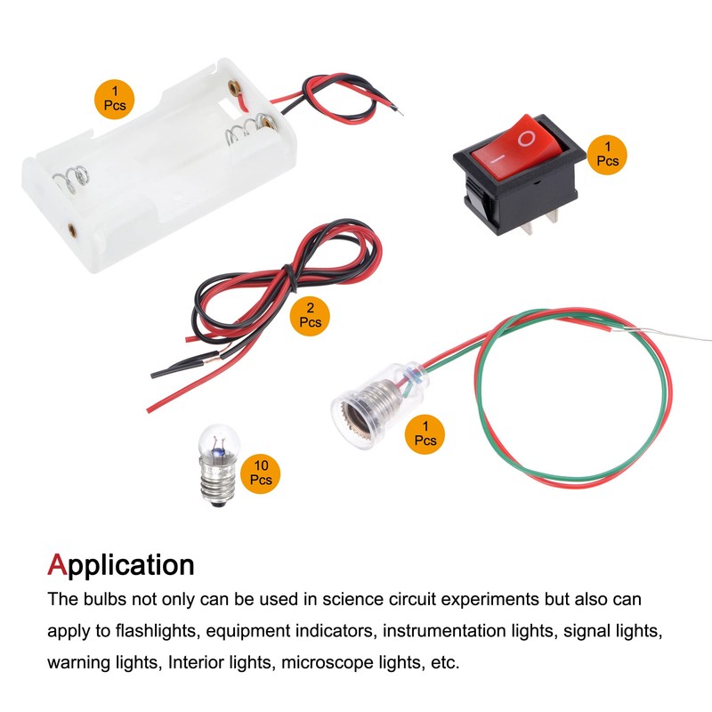 MECCANIXITY Electrical Circuit Experiment Set DIY Materials, 10Pcs 2.5V E10