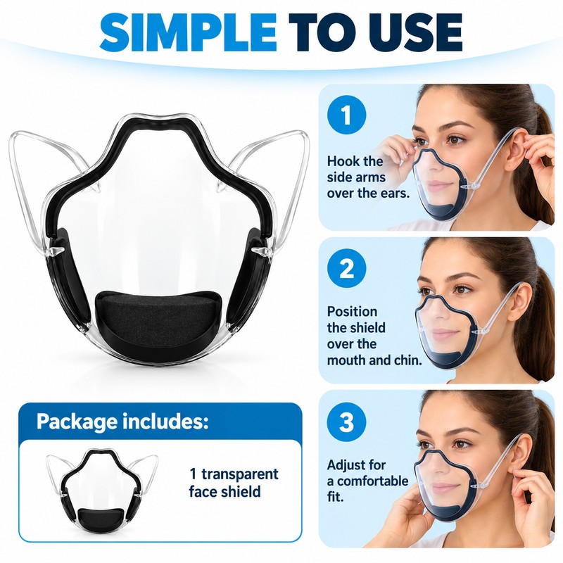 Transparent Mouth Mask for Cycling and Outdoor Wear – Clear