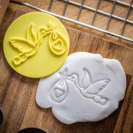 The Cookie Cutter Hub - Bonito empapador de cigüeñas de bebé para magdalenas, fondant, arcilla, decoración para hornear
