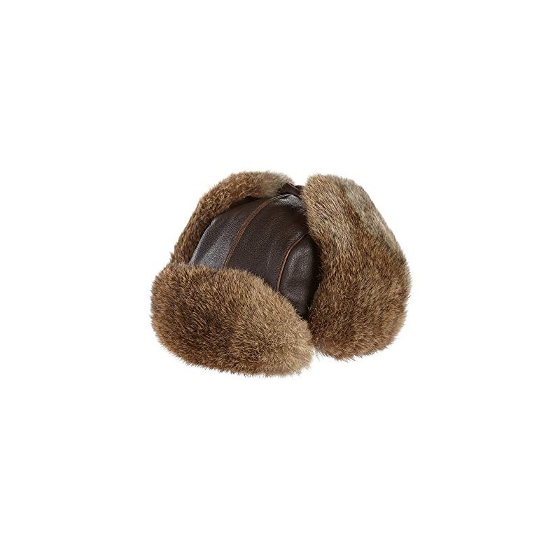 frr Vintage Rodeo Leather Rabbit Fur Aviator Hat (L) Brown