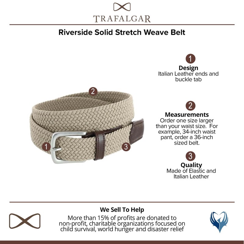 Trafalgar Riverside - Cinturón de tela elástico sólido, marino, 34