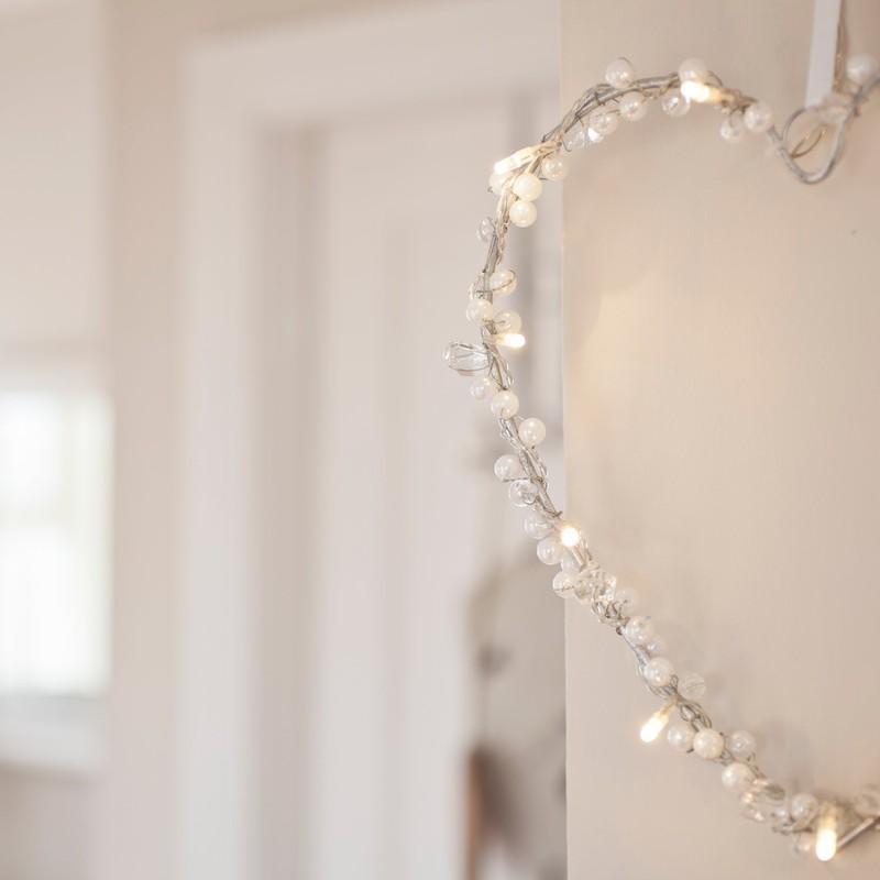 Lights4fun 10er LED Lichterherz LED Herz warmweiß batteriebetrieben Herz Deko