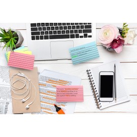 Evergreen Goods 4 Pack Pastel Sticky Notes | Large Lined Sticky Notes for to Do Lists & Revision Supplies | 76 x 127mm (3" x 5") 100 Sheets per Pad | Memo Pads for Office, School, Meetings