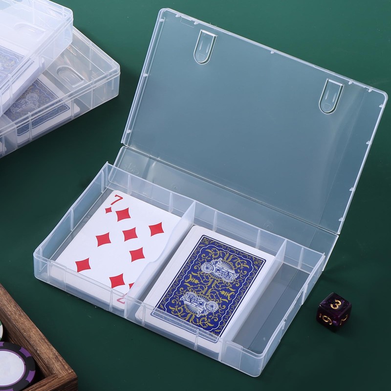 4 PCS Plastic Bridge Size Playing Cards Boxes, Snaps Closed