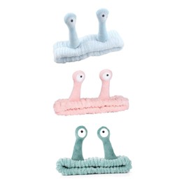 Bohue 3Pcs Spa Headband Snail Spa Hair Band Creative Plush Headband Hair Styling Accessories Cute Elastic Headband for Washing Face Skincare Shower