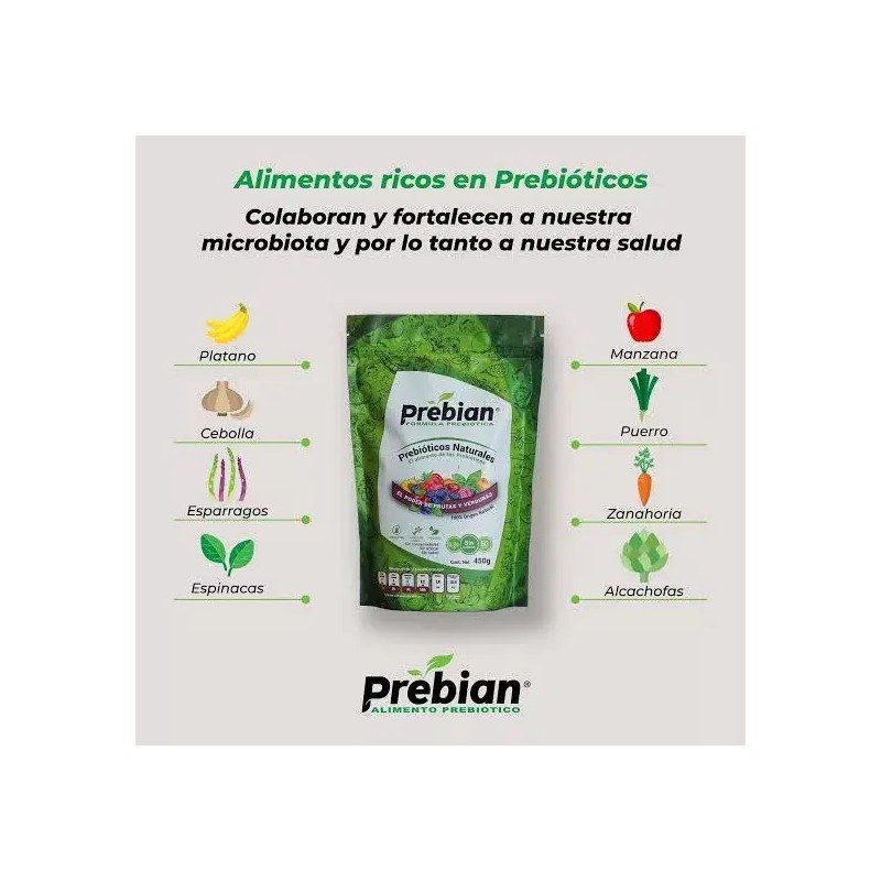 Prebian Prebiótios 450 Probióticos Fibra Vegano Azúcar