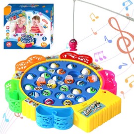 Fishing Game, ADDLIVE Fishing Game for Kids, Toy Fish, Electric Fish Toys, Toddler Toys with 24 Fish and 5 Toy Fishing Rod, Montessori Toys, Toys for 3-7 Year Old Boys and Girls