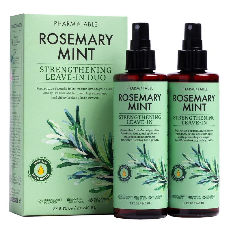 PHARM TO TABLE Rosemary & Mint Strengthening Leave-In Conditioner, Nourishes,