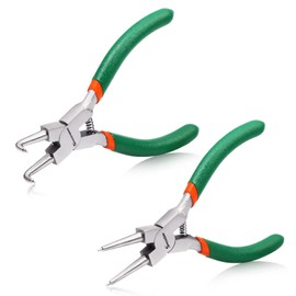 SPEEDWOX 2 Pcs Snap Ring Pliers Set, Tip Diameter 0.06 Inch, 5-Inch Internal Circlip Pliers Kit, Retaining Ring Pliers, Straight and Curved Jaws for Ring Remover Retaining