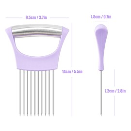 Stainless Steel Onion Holder for Slicing,Onion Slicer Holder, Onion Cutter for Slicing of Onions, Tomatoes,Avocados,Eggs and Other Vegetables,Kitchen Utensils Gift (Purple)