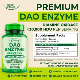 Great Billiom Dao Enzima 60 Cápsulas, Alta Potencia