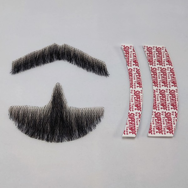 Fake Mustache for Men, Fake Facial Hair, Fake Beard Handtied for Men, Fake Beard and Mustache, Adults Lace Fake Beard Makeup, Sticker Attached for Easy Application T02
