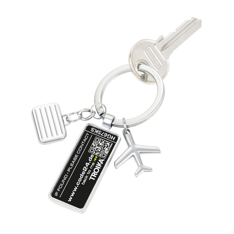 TROIKA CODE24 Keyring - 3 Charms: Airplane, Suitcase and Badge
