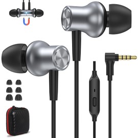AIAUXAI In-Ear Headphones Wired 3.5mm Jack HiFi Headphones with Mic Powerful Bass Sound HD Calls No Noise for Phone Computer Tablet MP3