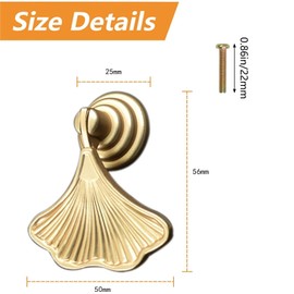 SYZOW Pack of 6 Brass Cabinet Handles, Drawer Handles, Furniture Handles, Gold Cabinet Handles, Furniture Handles, Cabinet Knobs, Golden Brass Drawer Knobs (Leaf)