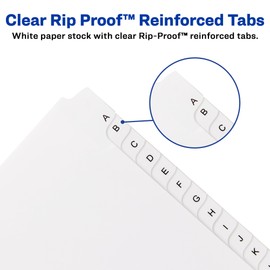 Avery® Allstate®-Style 20% Recycled Collated Legal Exhibit Dividers, 8 1/2" x 11", White Dividers/White Tabs, A-Z, Pack Of 26 Tabs