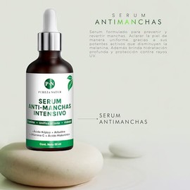 PUREZA NATUR Suero Facial aclarante intensivo para paño en cara y cuerpo + Acido Hialuronico facial + Vitamina C | Serum que Humecta y aclara la piel 
