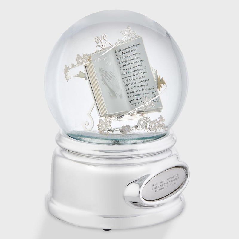 THINGS REMEMBERED Engraved Praying Hands Musical Snow Globe, Plays “Amazing