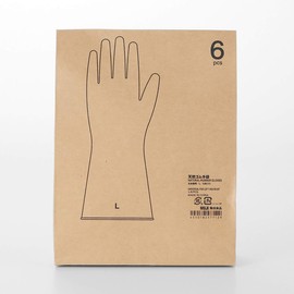 MUJI Natural Rubber Gloves, Ambidextrous, Large, 6 Pieces, 82577129