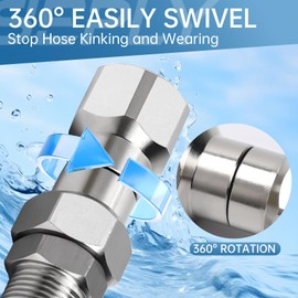 3/8” NPT Pressure Washer Swivel Fitting, Anti-Twist Connector, 360° Kink-Free Swivel, Male to Female Adapter for Gun and Hose, 4500 PSI, 2 Pcs