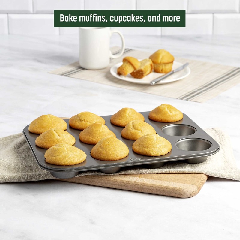 Goodful Nonstick Muffin Pan Set, Heavy Duty Carbon Steel with