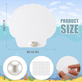 Resurhang 100 Set Oyster Place Card Beach Wedding Place Card with Pressed Oyster Shell Detailing and Pearl Accents for Summer Beach Wedding Party Shower Ivory White(Sea Shell,White)