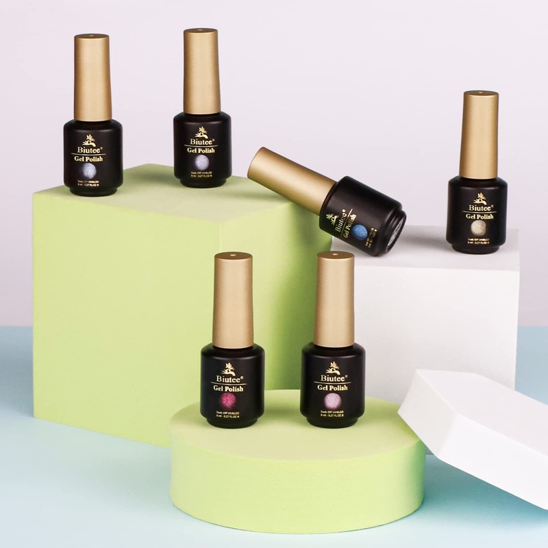 Biutee Magnetic Gel, Cat Eye Gel, 6 Colors, 0.3 fl