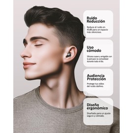 QIKKOP Tapones de Oídos para Dormir : Reducción de Ruido 45 dB, Tapones para Oídos Concierto, Tapones Oidos de Silicona, Ear Plugs Lavable y Reutilizable, Protectores Auditivos con 8 Earplugs