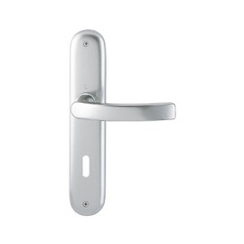 Hoppe Luxembourg Door Handle (Long Plate) Natural Aluminium for Indoor Use, Door Handle Set, Oval Holes