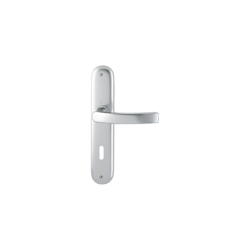 Hoppe Luxembourg Door Handle (Long Plate) Natural Aluminium for Indoor