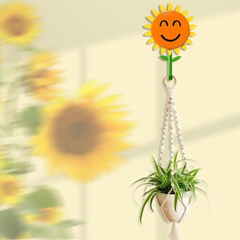 EleCharm Sunflower Wall Hook for Hanging 8.8Ib(Max), Retractable, 2-Pack