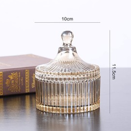 QUUPY Glazed Glass Candy Dish with Yurt Shape Lid Cover Crystal Sugar Server Bowl Tin Candy Buffet Decorative Cookie Jar Box Bottle Food Storage Container