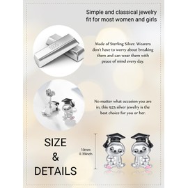 Sloth Earrings for Women Sterling Silver Graduation Earrings Cute Sloth Stud Earrings Mini Animal Earrings Jewelry Graduation Gifts for Women