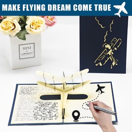MEXRUMI Pop Up Card, Pop Up Card Plane, 3D Airplane Greeting Card, Airplane Greeting Card, Pop Up Greeting Card, Send to Your Friends, Family, Classmates, Teachers and so on