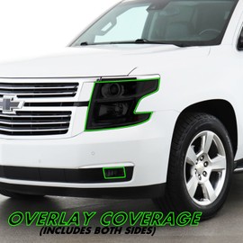 MotorSkinz FOR 15-20 Chevy Tahoe Headlight & Fog Light SMOKE Precut Vinyl Tint Overlays
