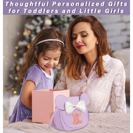 Aganmi Her Initial Toddler Purse Girl Gifts Cool Little Girl Purse Kids Wallet Cute Party Decorations Crossbody Bag Birthday Gifts Ideas for Toddlers Preschoolers Little Girls (Purple C)