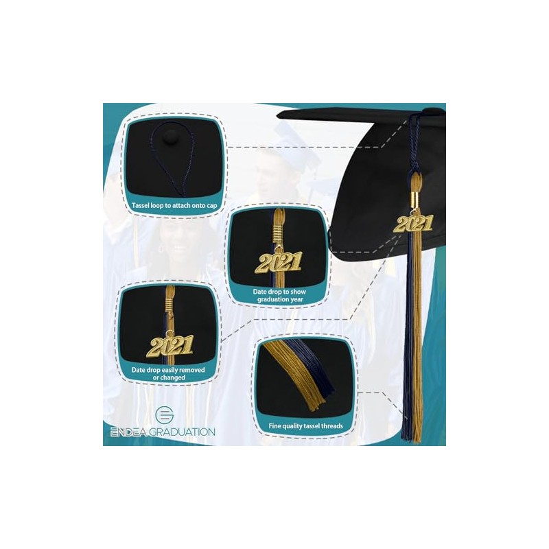 Endea Graduation Double Color Tassel with Gold Date Drop (Dark