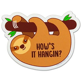 Cute Sloth Vinyl Sticker - "How's It Hangin" - Weatherproof and Dishwasher Safe Cute Animal Lover Gift