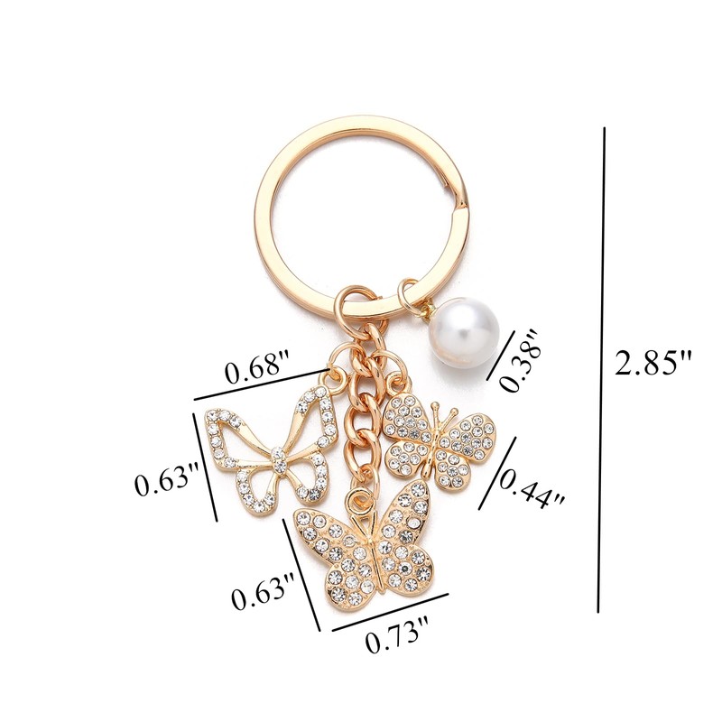 PHAETON 20PCS Crystal Butterfly Keychain Butterfly Shape Key Chain with